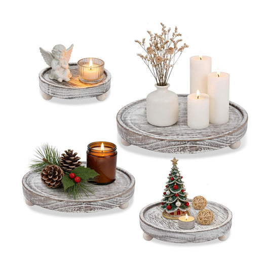 Rustic Round Serving Trays / Set of 4
