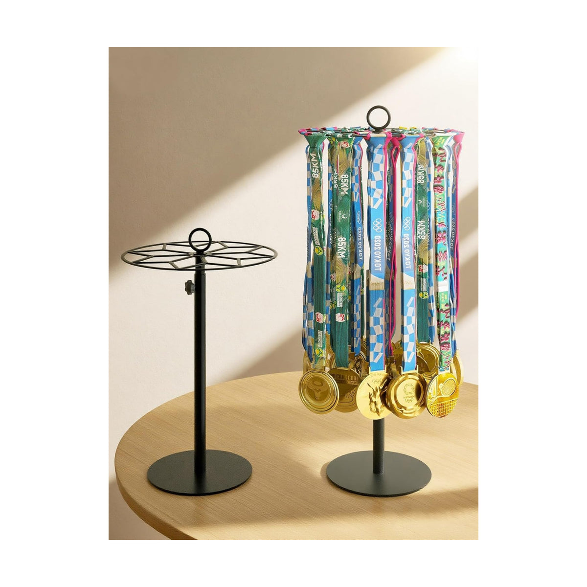 Rotatable Medal Hanger Display – Adjustable Medal Honor Display – Desktop Metal Medal Holder for Running, Sports