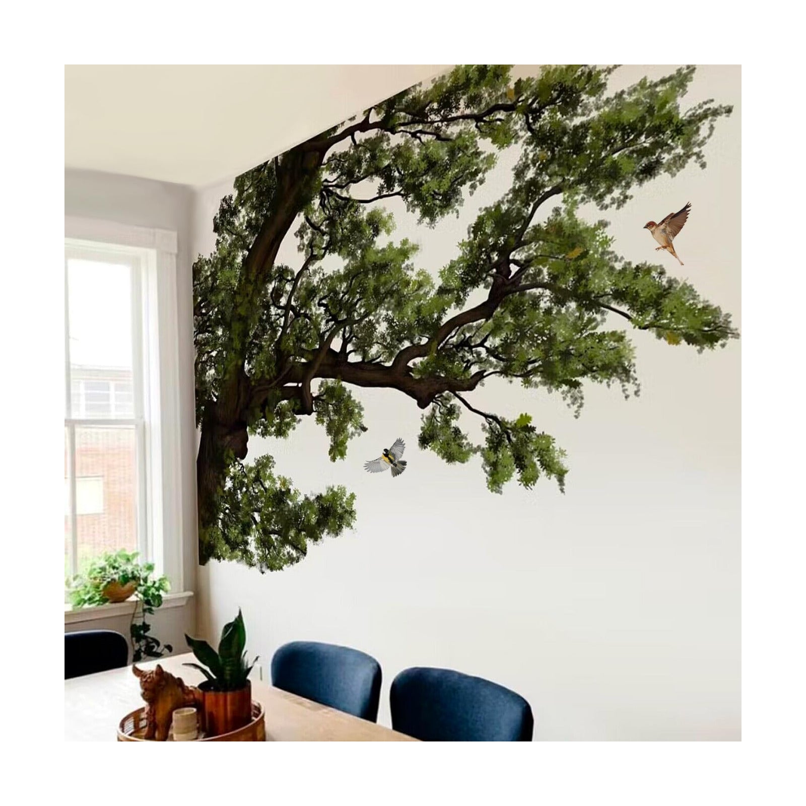 Original Hand Drawn Realistic Wall Decals Peel and Stick / Huge Dark Oak Tree / 70.86 x 48.42