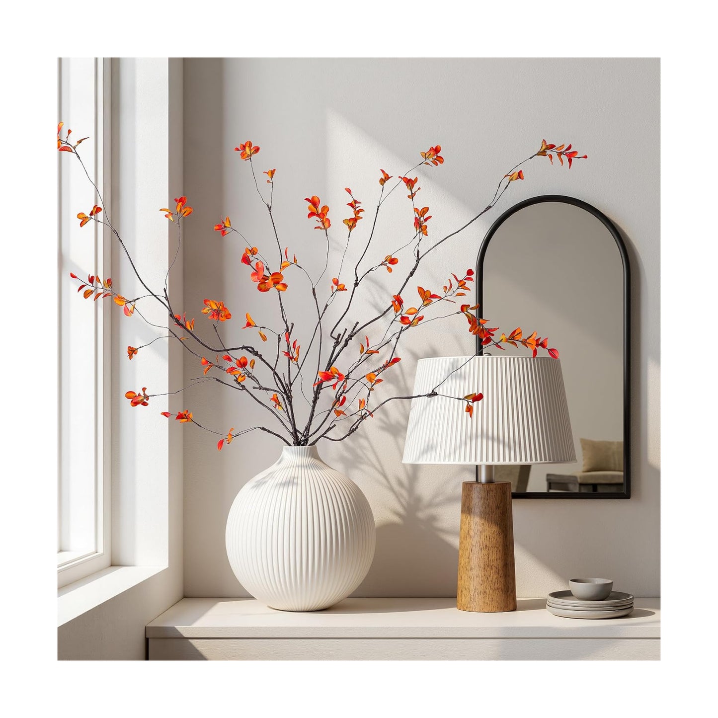 Artificial Ficus Branches 47.2" Artificial Eucalyptus Stems Fake Ficus / 47.2"orange / Set of 4