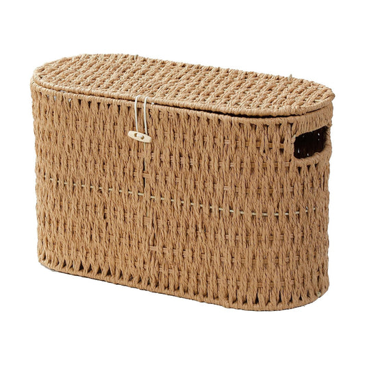 Paper Rope Wicker Basket / Natural / with Lid