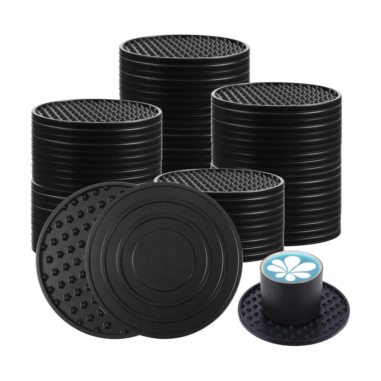 Silicone Coasters for Drinks Nonslip Silicone Drink Coasters Cold Hot Heat Resistant / Set of 36
