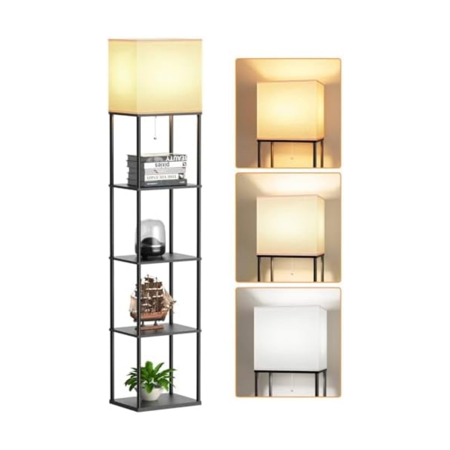 Large Floor Lamp with Shelves, 5-Tier Tall Floor lamp with for Living Room, Shelf Floor Lamp with 3 CCT LED Bulb