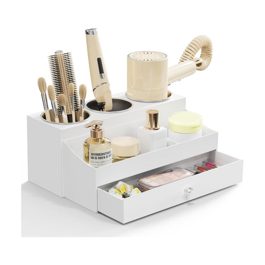 GFWARE Hot Hair Styling Tool Organizer with Drawer & 3 Cooling Cups, White | Bathroom Vanity Storage, Hair Styling
