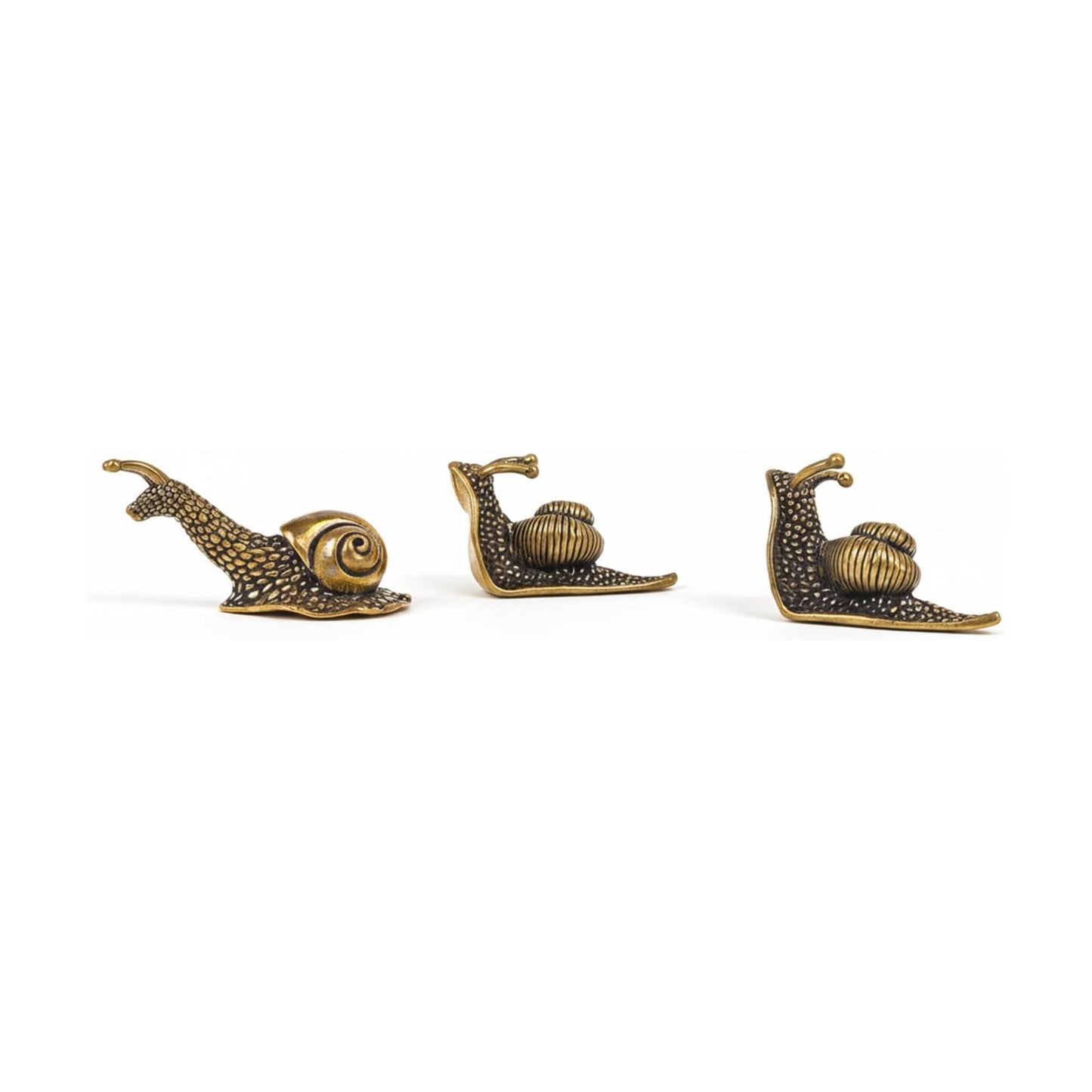 Tiny Solid Brass Snail Figurines / Set of 3