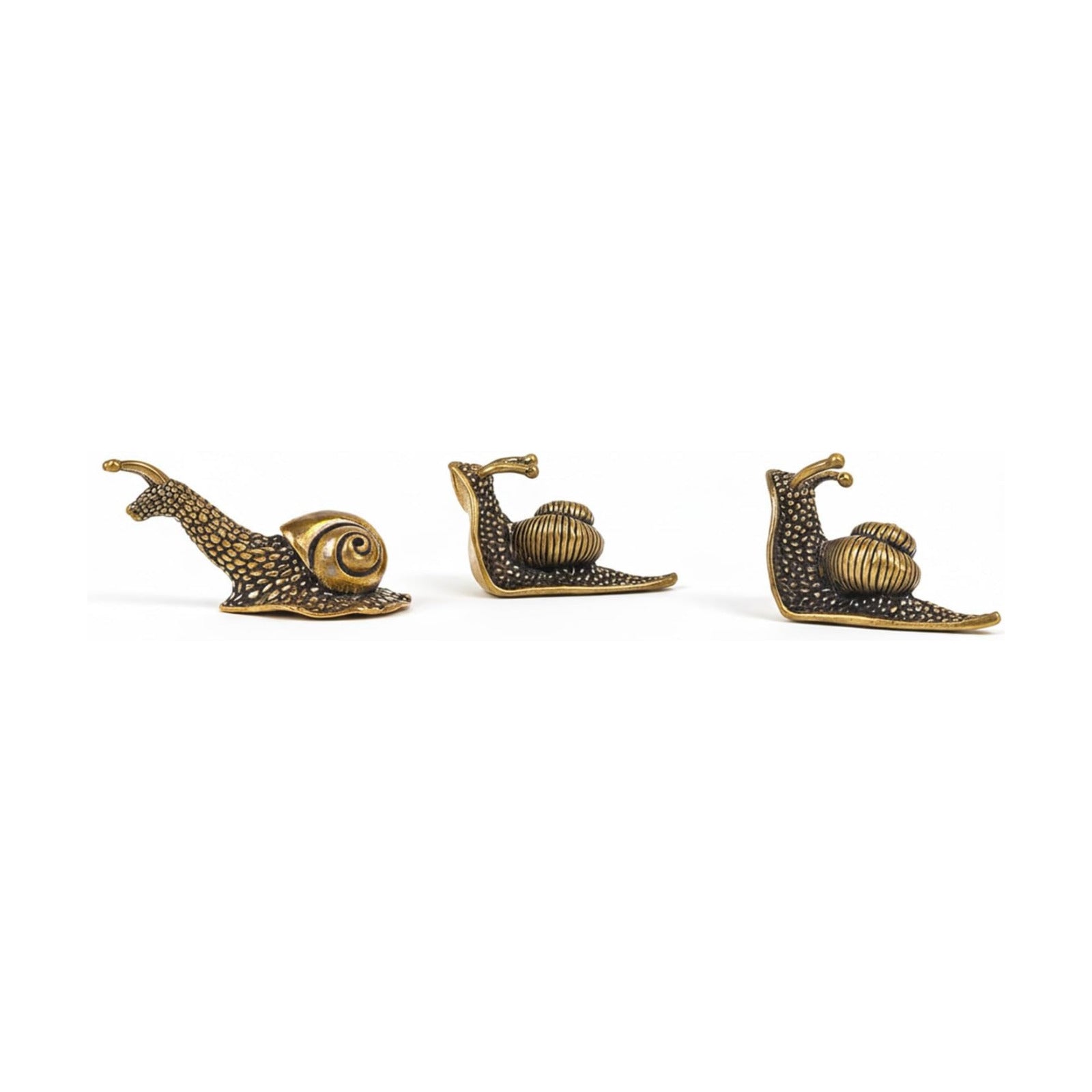 Tiny Solid Brass Snail Figurines / Set of 3