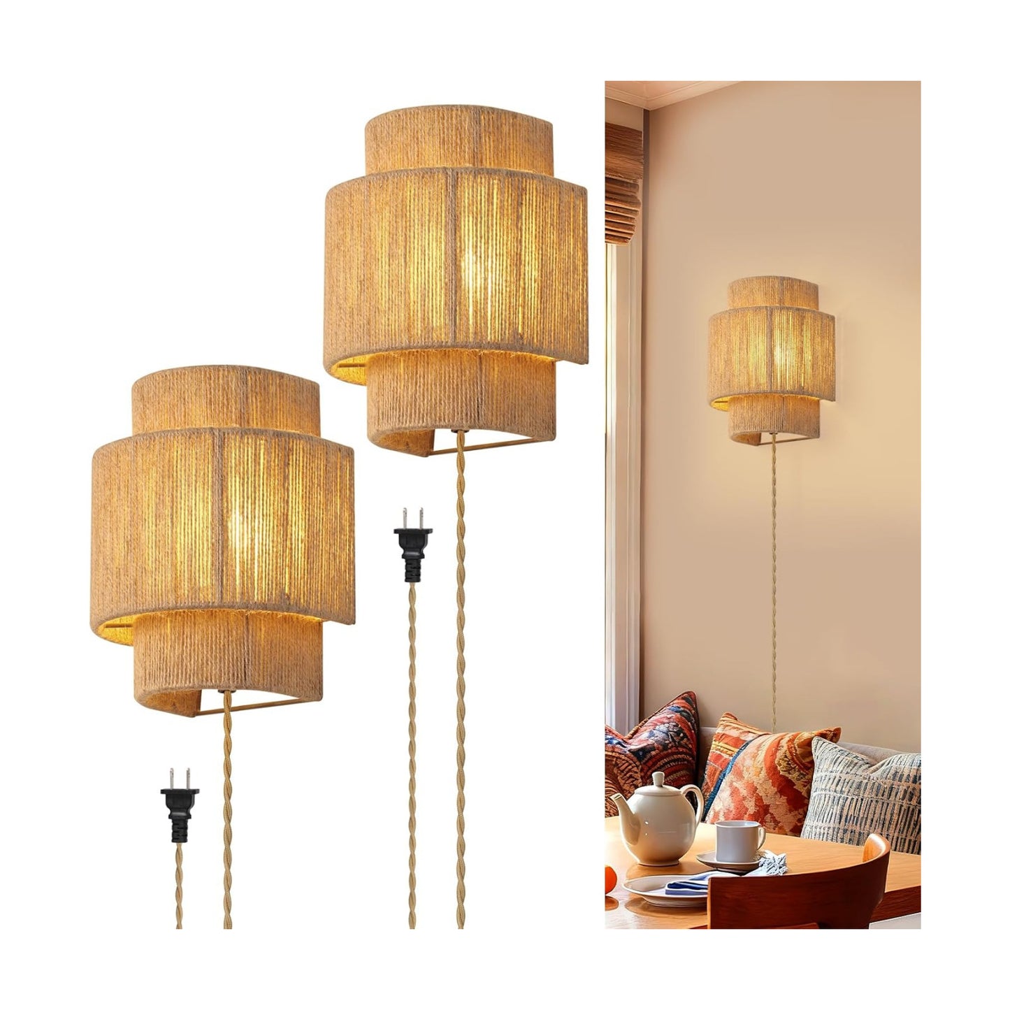 Boho Wall Light Fixture / 2-pack / Set of 2