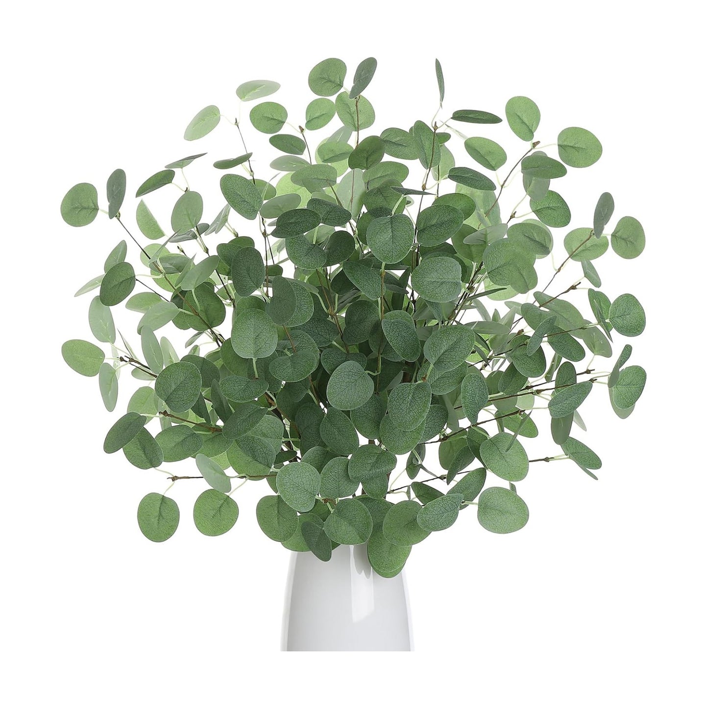 Eucalyptus Stems Greenery Stems Fake Leaves Artificial Silk Flowers Bouquet Faux / Green / Set of 6