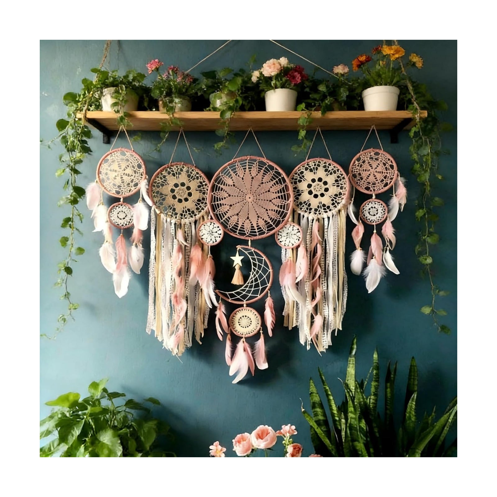 Large Boho Dream Catcher / Pink