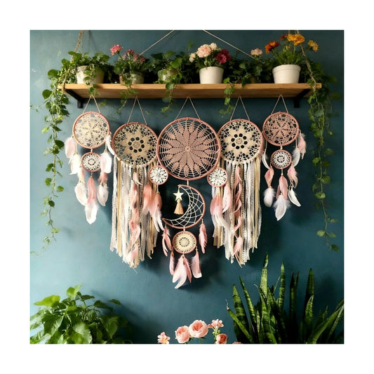 Large Boho Dream Catcher / Pink