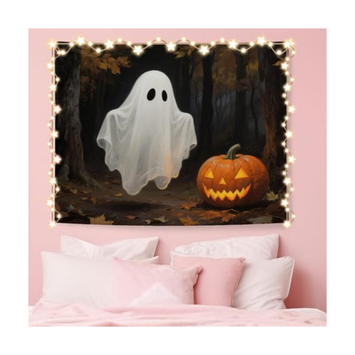 WHCHJ Gothic Halloween Ghost Pumpkin Tapestry, Dark Academia Halloween Tapestry Wall Hanging, Witchy Spooky Ghost Tapestries Wall Blanket Decor for Party Home Bedroom Living Room Dorm, 50x60 Inch