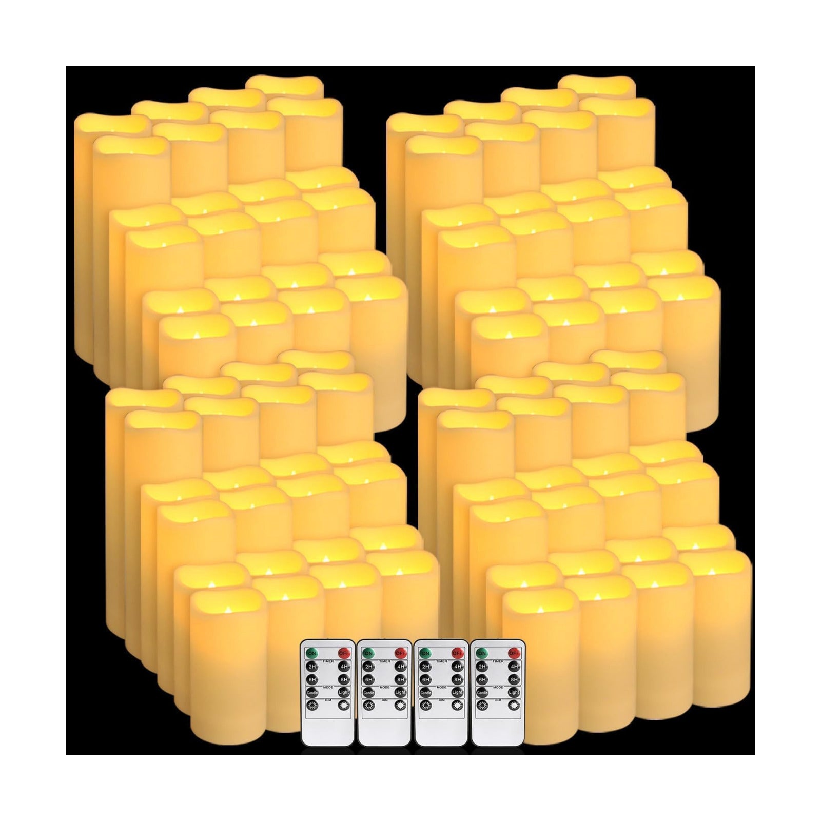 Set of 96 Flameless Led Battery Opeated (D2.2'' x H4''5''6'') Waterproof Indoor Outdoor Candles with 10-Key Remotes and
