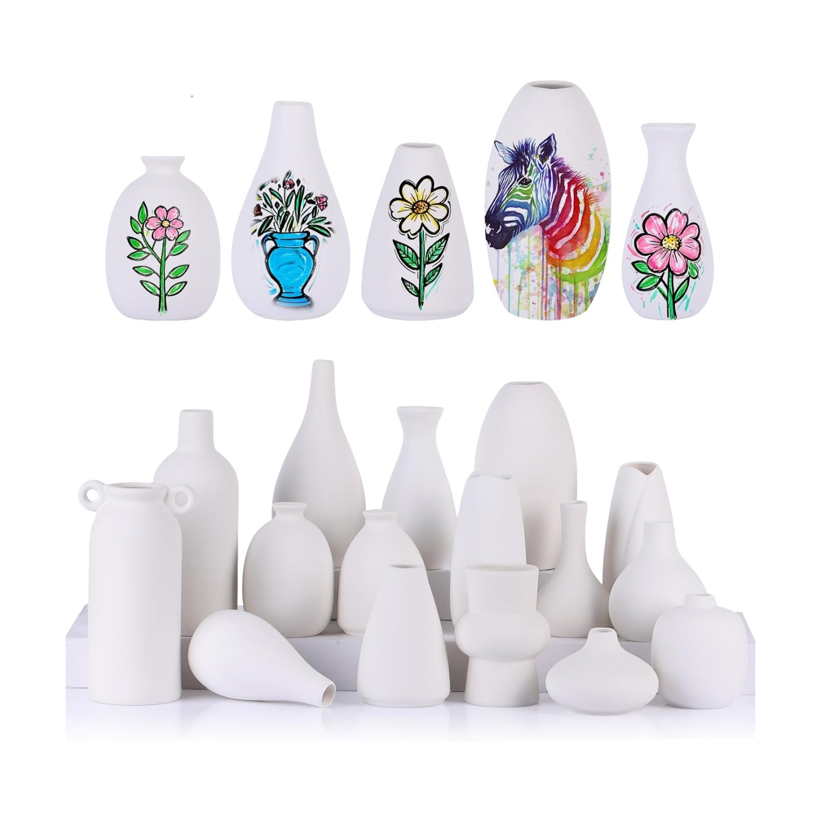 Clay Vase Bulk / White / Set of 16