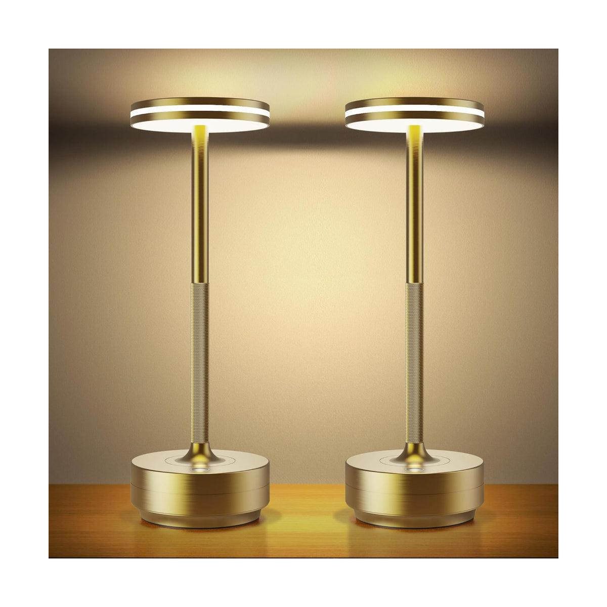 Hapfish 2 Pack Rechargeable Table Lamps,5000mAh Battery Powered Lamp | 3 Color Modes, Dimmable, Cordless LED Table