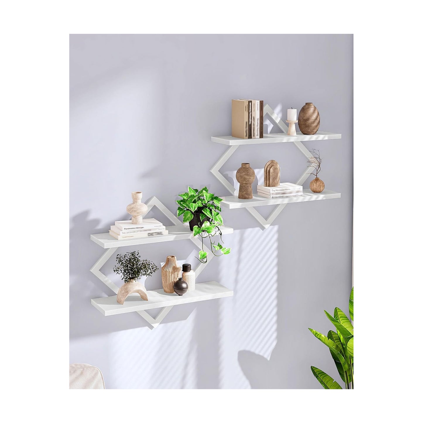 CHOEZON Floating Shelves, Set of 2 Wall Shelves, 2-Tier Hanging Shelves, Wall Shelf Set of 2, for Living Room, Bedroom