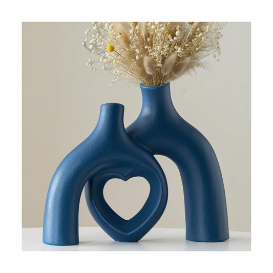 Snuggle Hollow Ceramic Decorative Vase / Navy Blue