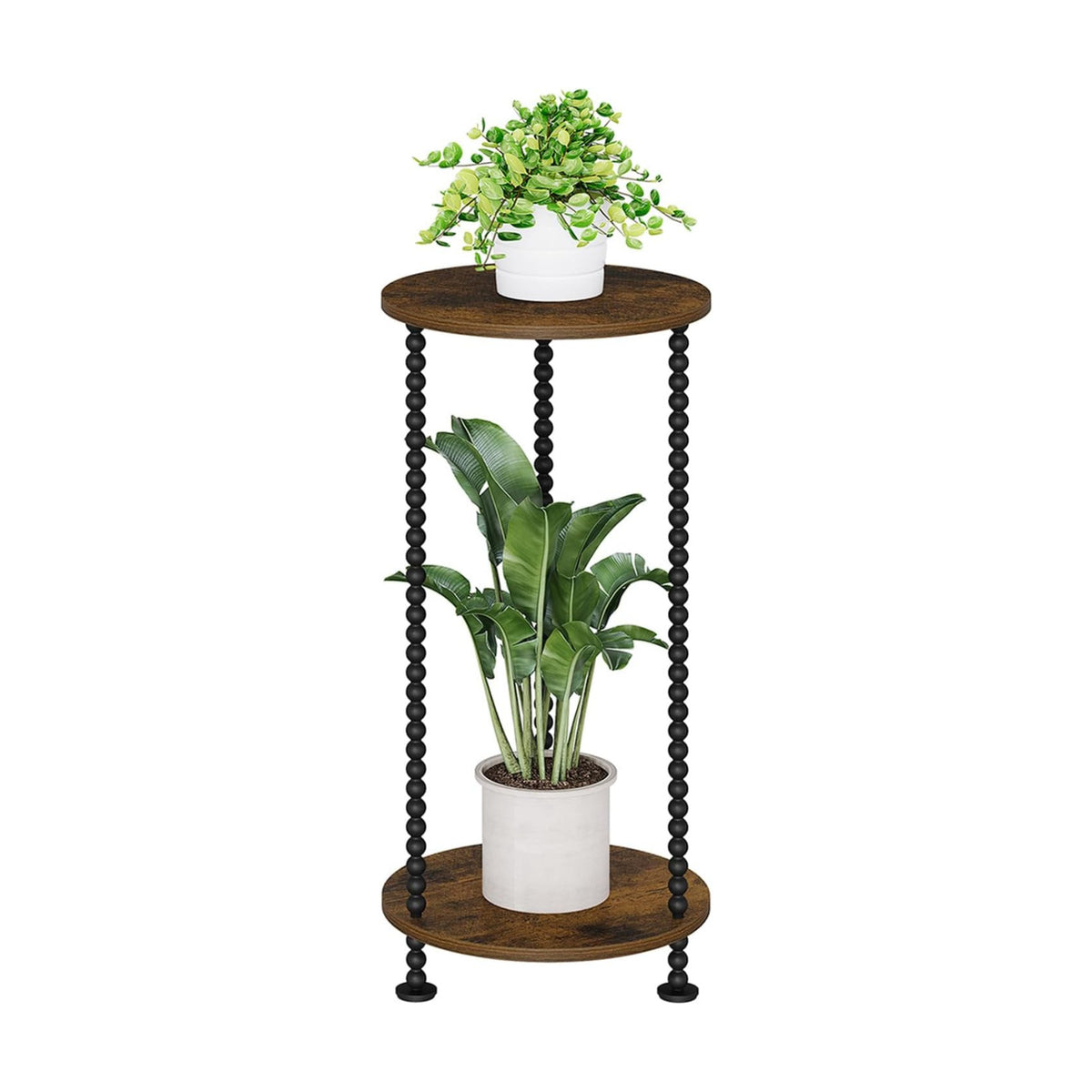 YINMIT 2 Tier Plant Stand Indoor, Small Corner Plant Stand, 23.2" Tall | Vertical Flower Holder with Metal Spindle