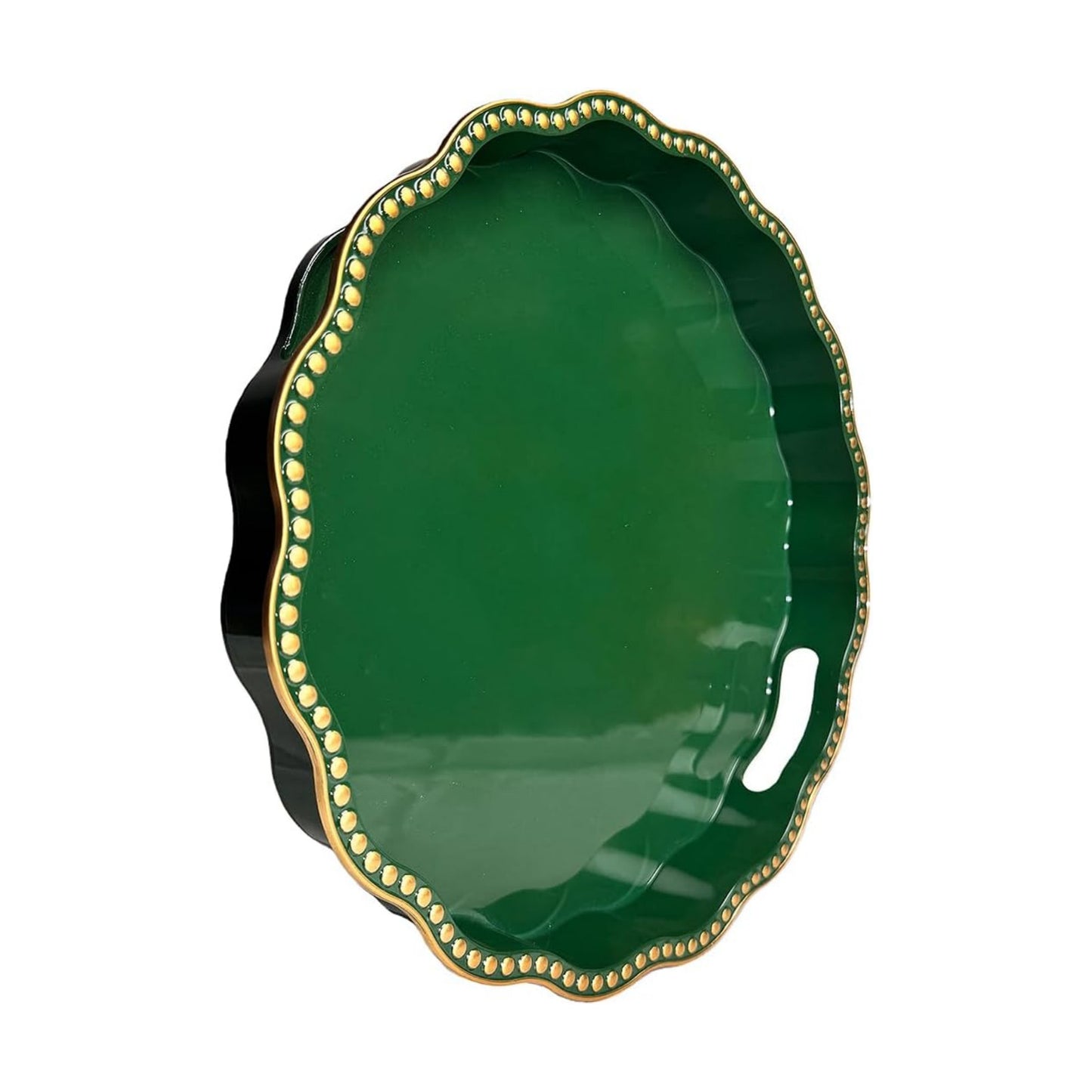 Green Decorative Tray / Green Wavy / 13 x 13 / Wavy Scallop