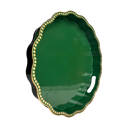 Green Decorative Tray / Green Wavy / 13 x 13 / Wavy Scallop