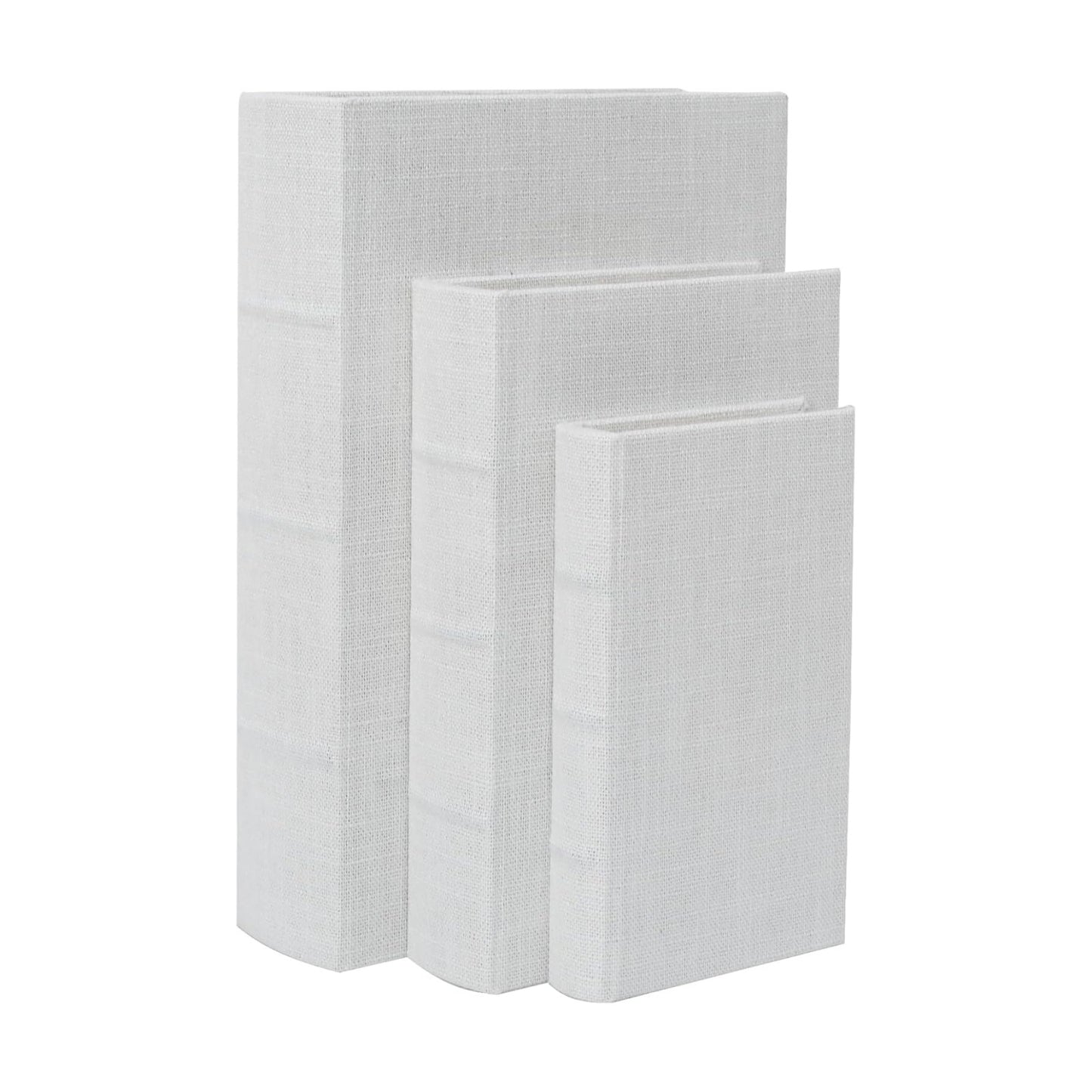 Linen Decorative Book Boxes / White / S&M&L / Set of 3