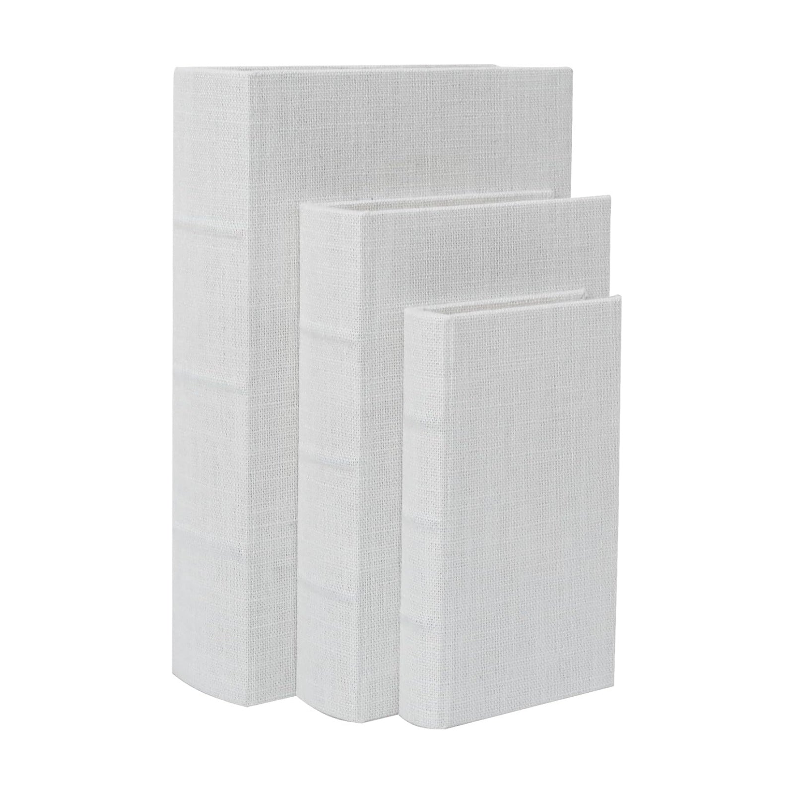 Linen Decorative Book Boxes / White / S&M&L / Set of 3