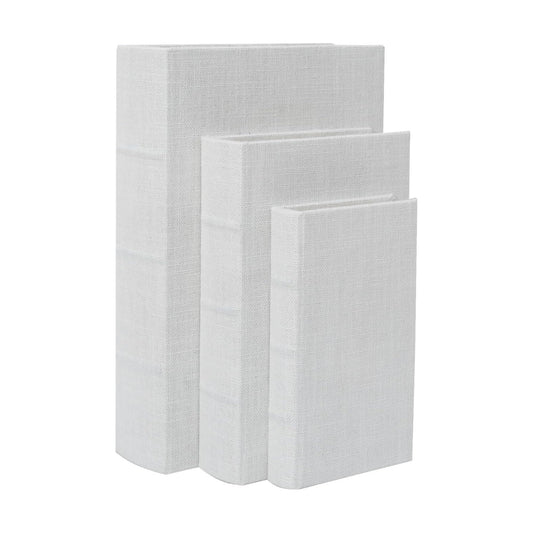 Linen Decorative Book Boxes / White / S&M&L / Set of 3