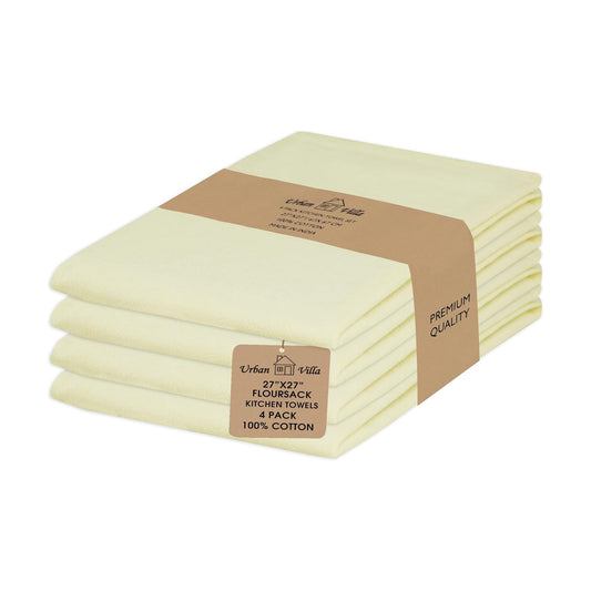 Urban Villa Kitchen Towels Cotton Dish Towels 27”x27” (Set of 4) Ivory