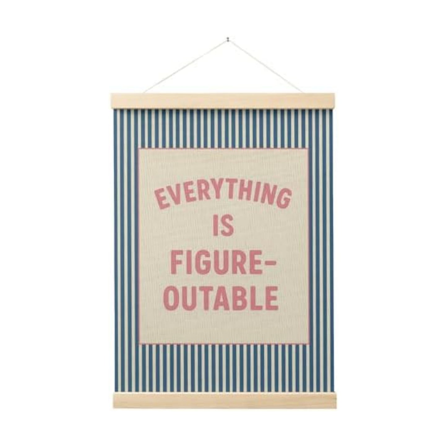 FGFK Everything is Figureoutable Positive Affirmations Wall Art Poster Hanger Frame, Retro Pink and Blue Inspirational