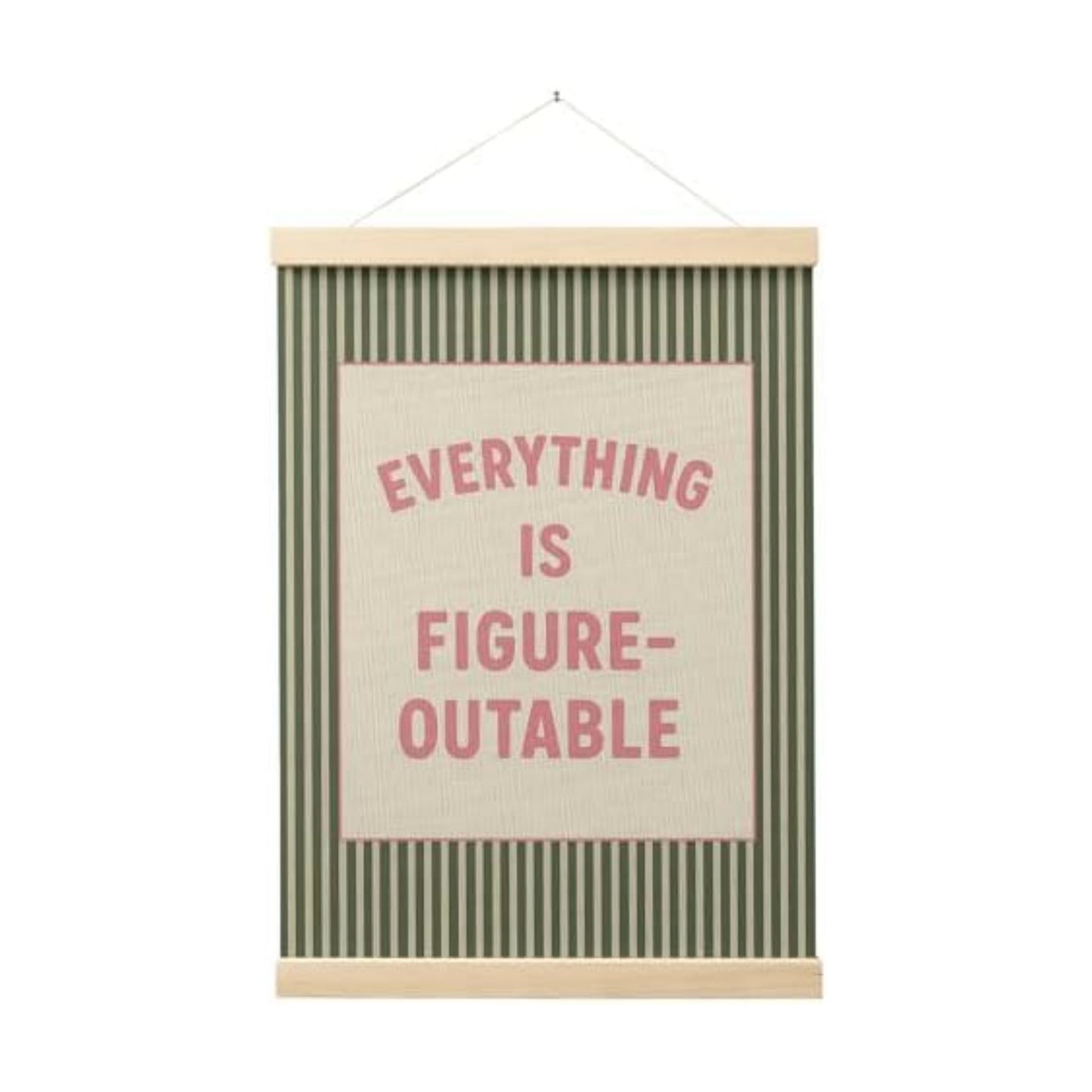 FGFK Everything Is Figureoutable Positive Affirmations Wall Art Poster Hanger Frame, Retro Pink and Green Inspirational