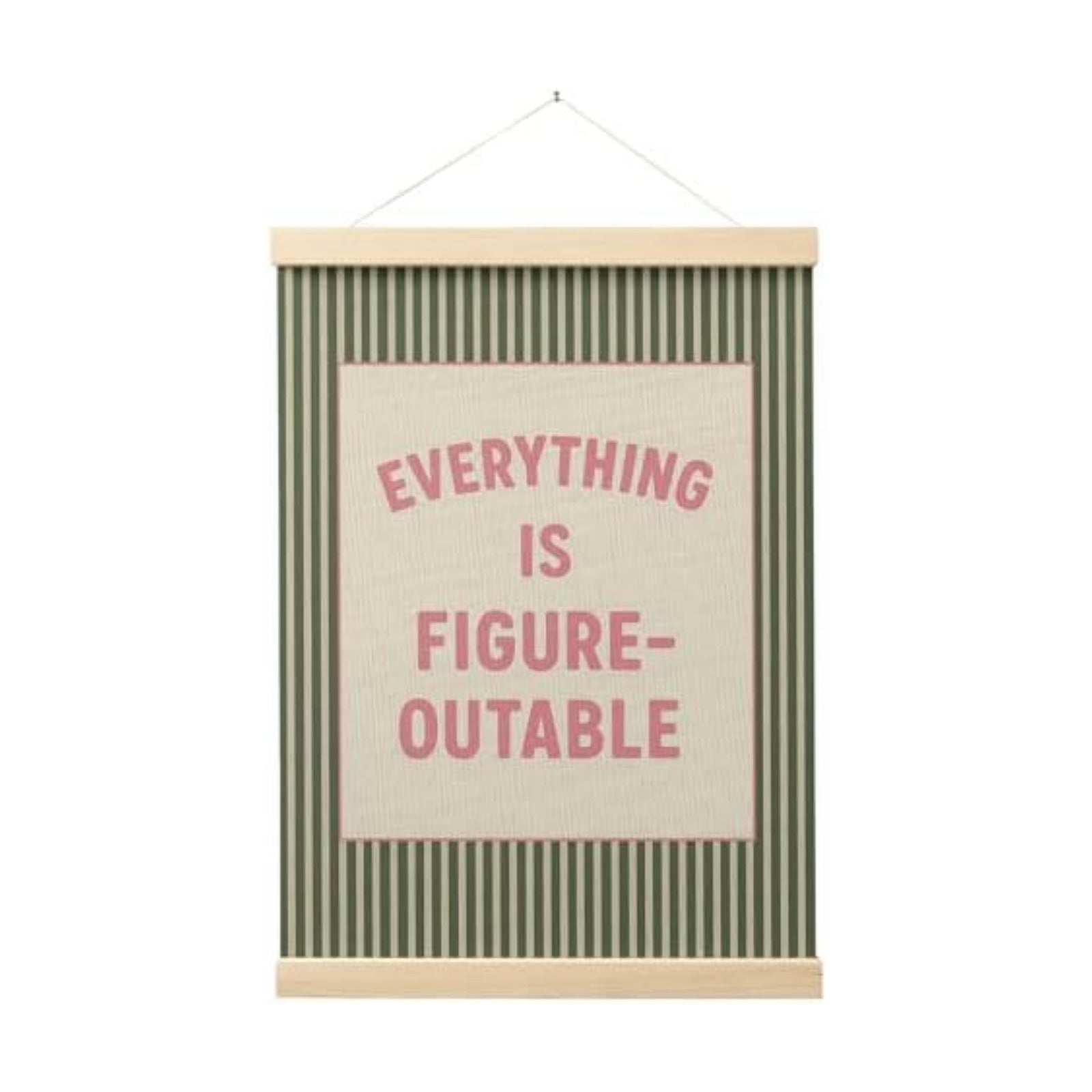 FGFK Everything Is Figureoutable Positive Affirmations Wall Art Poster Hanger Frame, Retro Pink and Green Inspirational