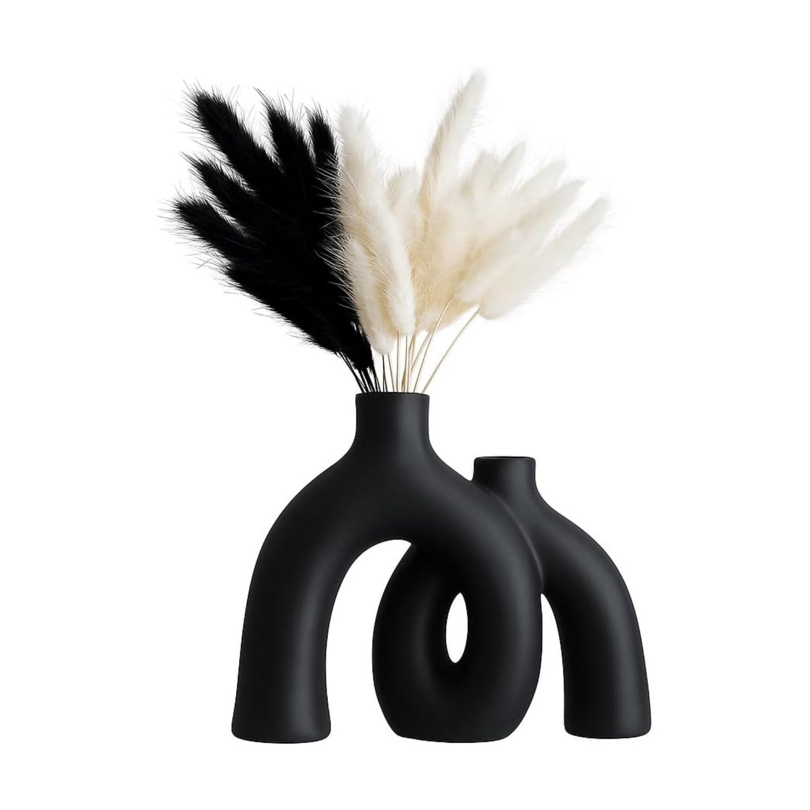 Matte Ceramic Vase Set / Black
