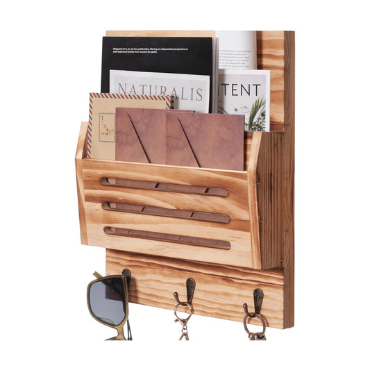 2-Slot Wooden Mail Organizer / Brown