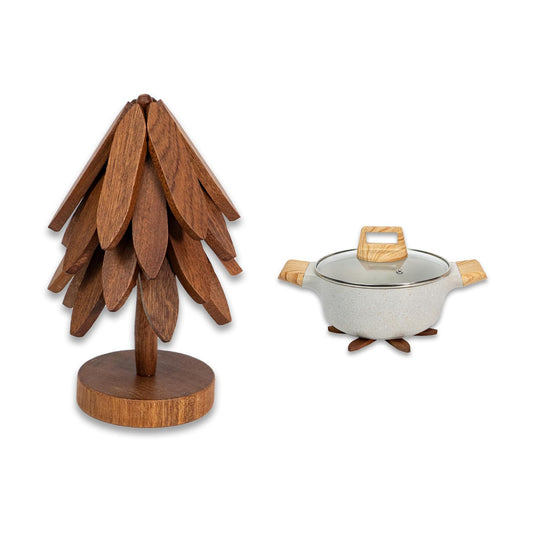 Wooden Tree-Shaped Trivets Set / Wood-1 / Large