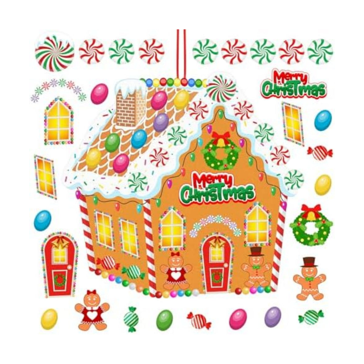 WovWeave DIY Felt Christmas Gingerbread House Decorations 3.1 x 2.9 ft
