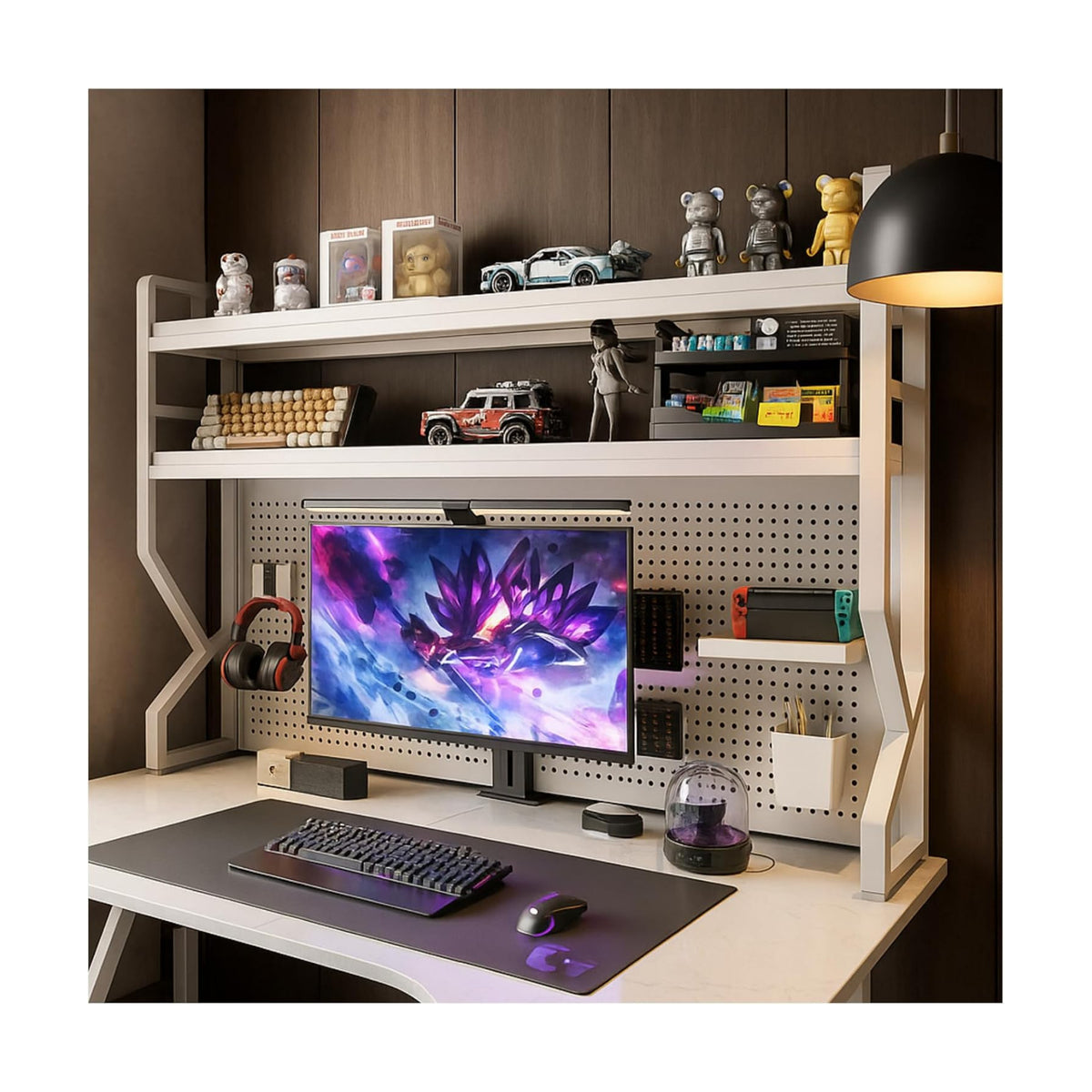 Desktop Bookshelf, Multi-Size pegboard Storage Organizer Rack,Dorm Desk Shelf, Desk Hutch,Office Desk top Storage