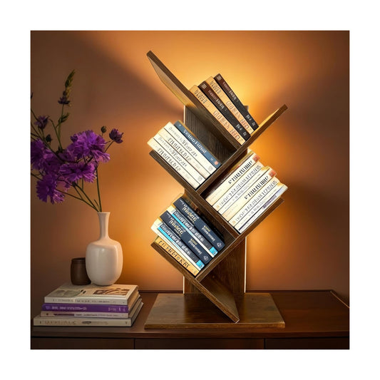 Small Bookcase LED and Desktop Book Shelf / 5tier-bookshelf with Liting Vintage