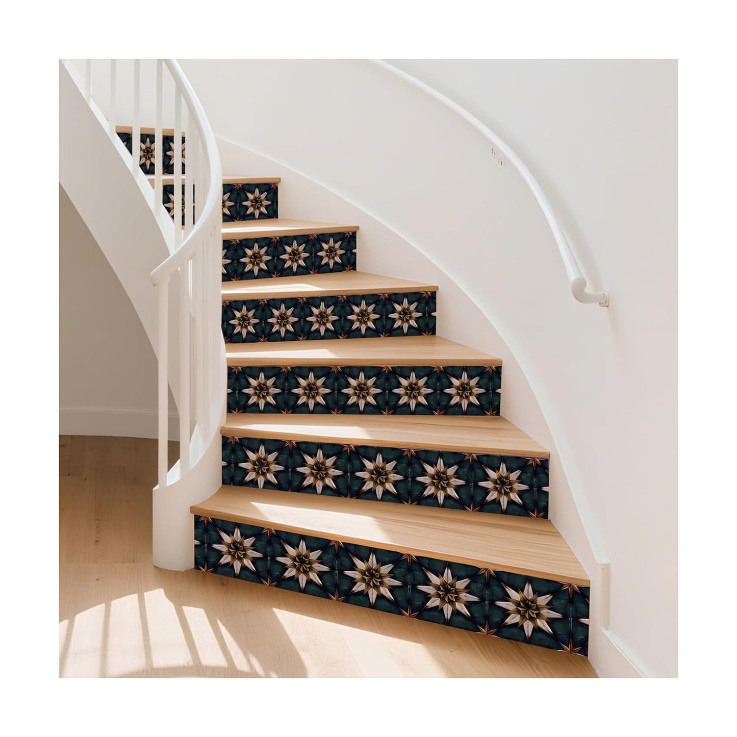 15 Strips Vintage Stair Stickers / Brown,green / 7.1 x 39