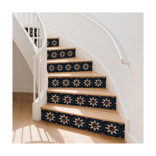 15 Strips Vintage Stair Stickers / Brown,green / 7.1 x 39