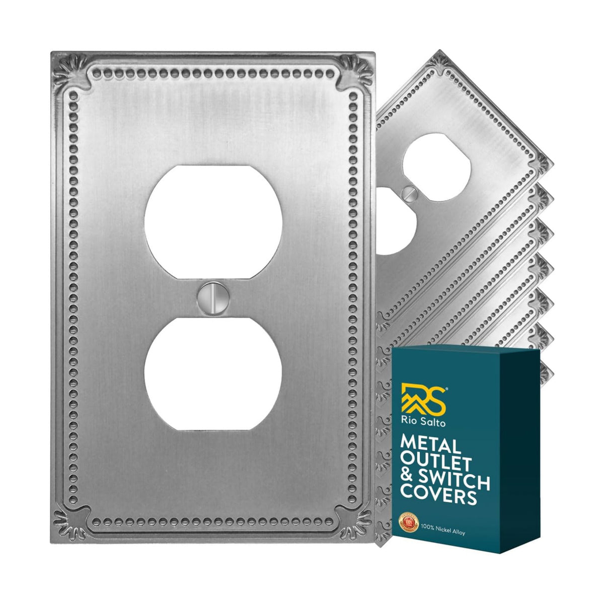 Rio Salto Brushed Nickel Duplex Outlet Covers Silver Metal Outlet Cover Light Switch Cover Plate Decorative Wall Plates