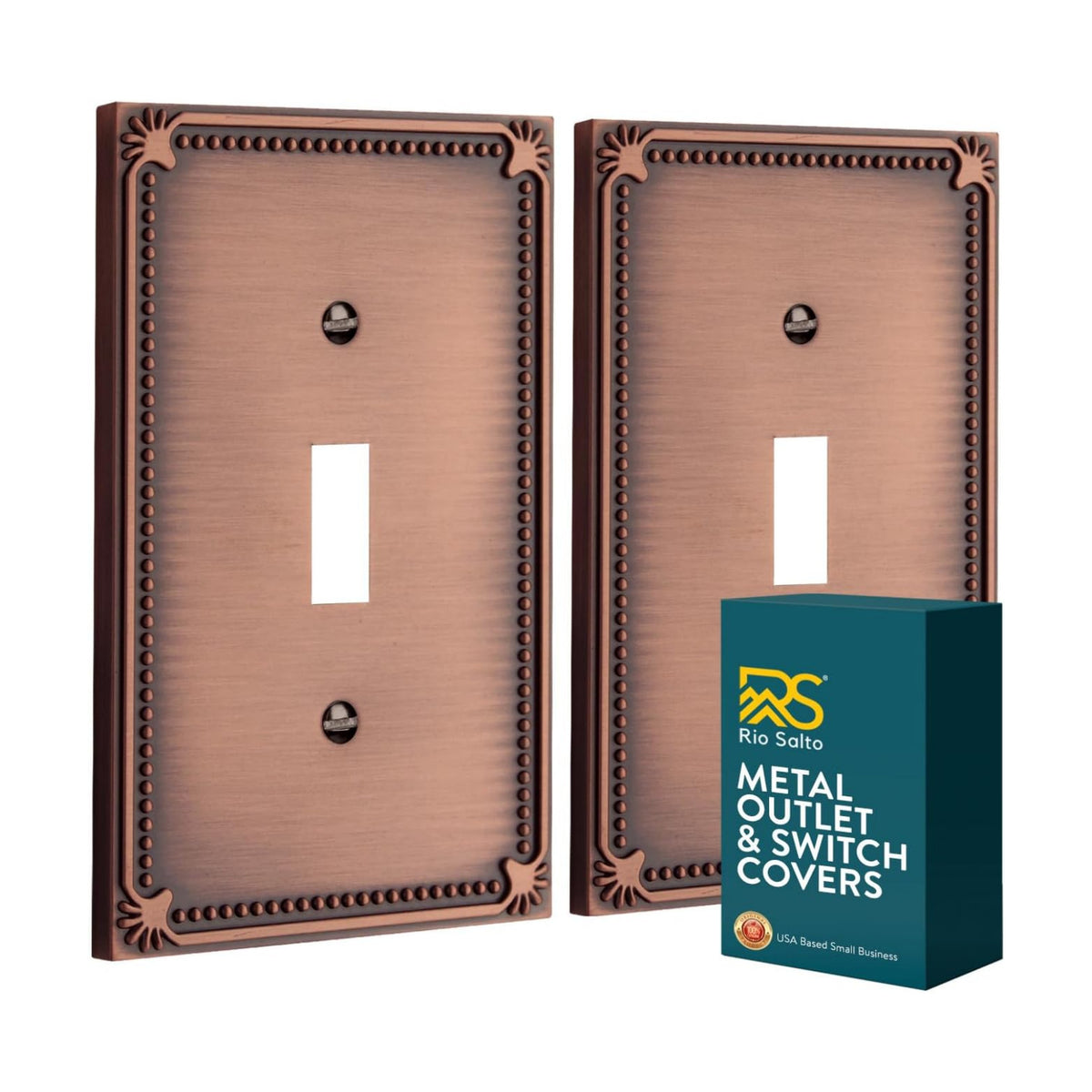 Rio Salto Toggle Light Switch Cover Plate Vintage Copper Flip Switch Outlet Covers 1 Gang Midsize Metal Electrical