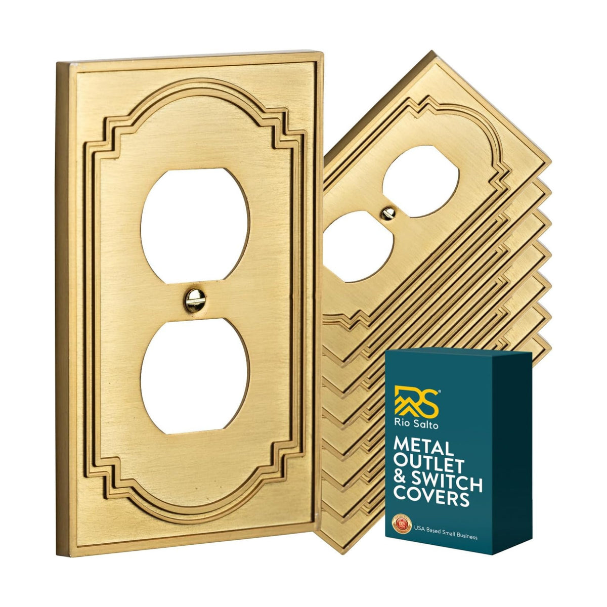Rio Salto Gold Duplex Outlet Covers Receptacle Wall Plates Light Switch Cover Plate Electrical Socket Covers — Heritage