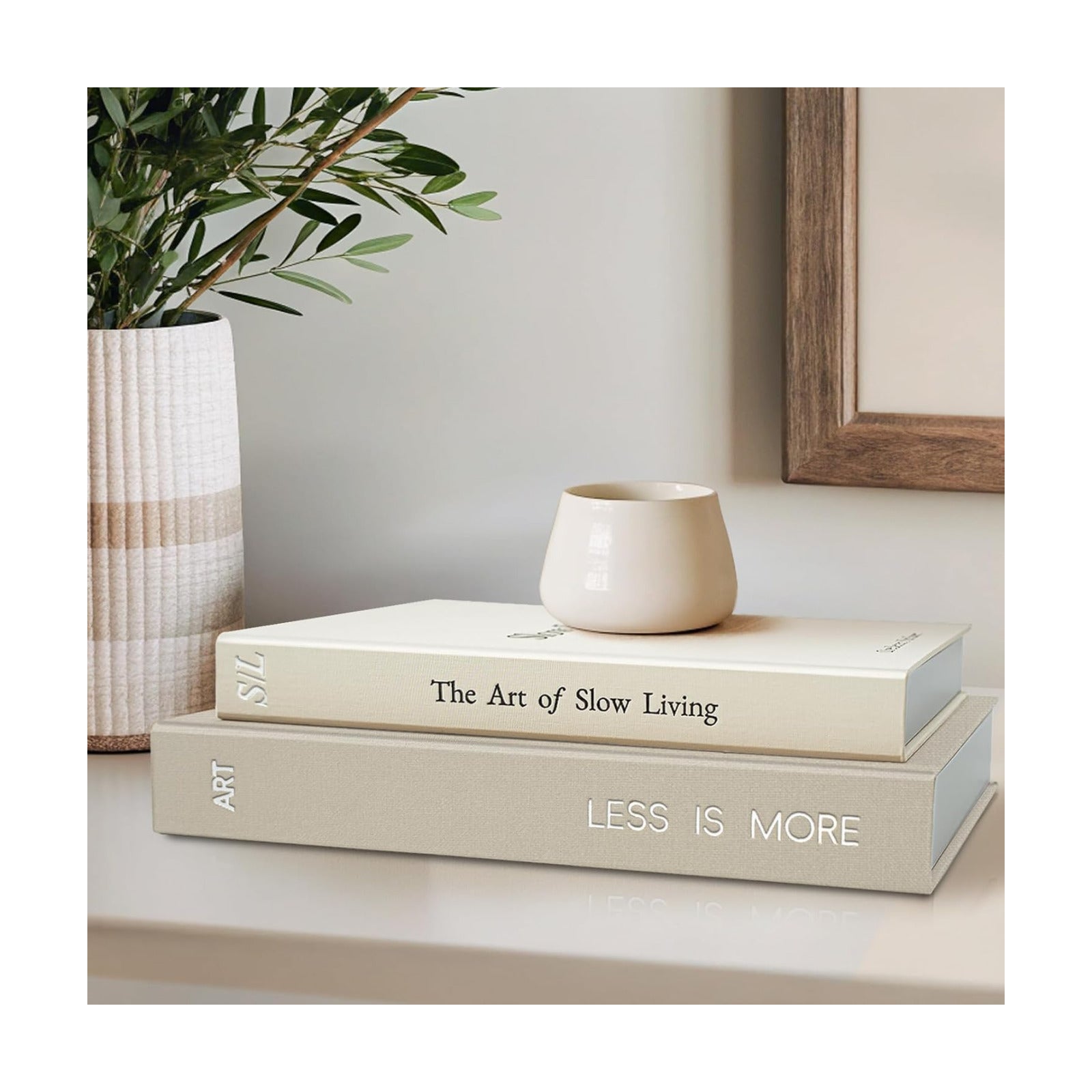 Minimalist Decorative Books / Griege-white / Set of 2