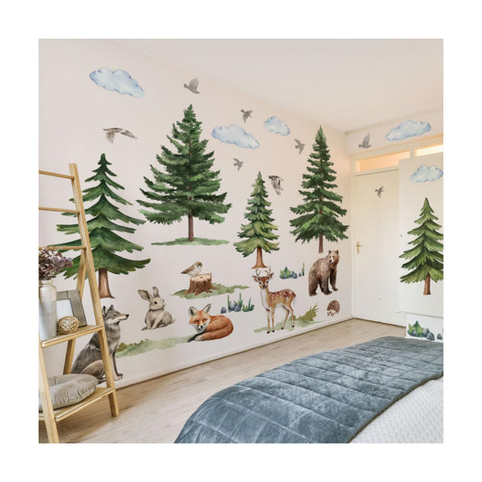Forest Wall Decals Large Woodland Mountain Pine Tree