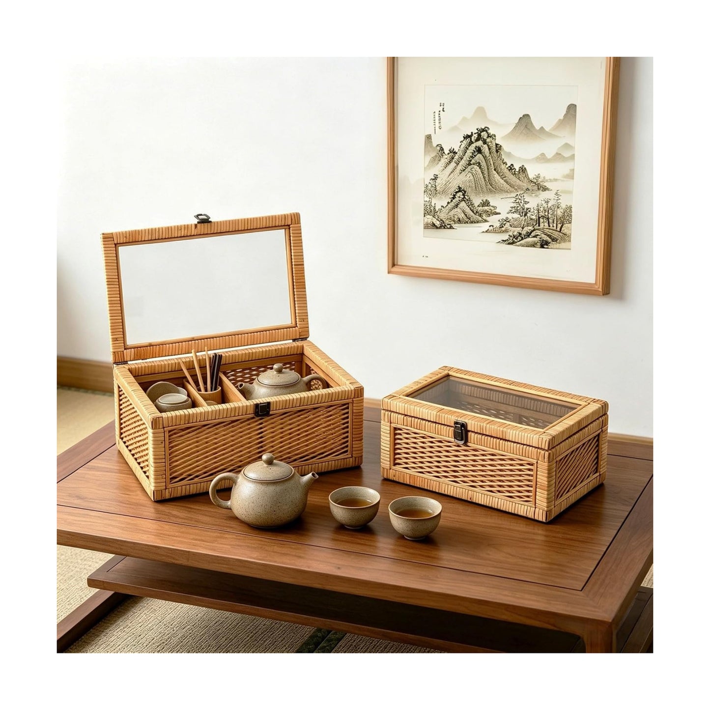 Stackable Decorative Boxes / Brown / Set of 2