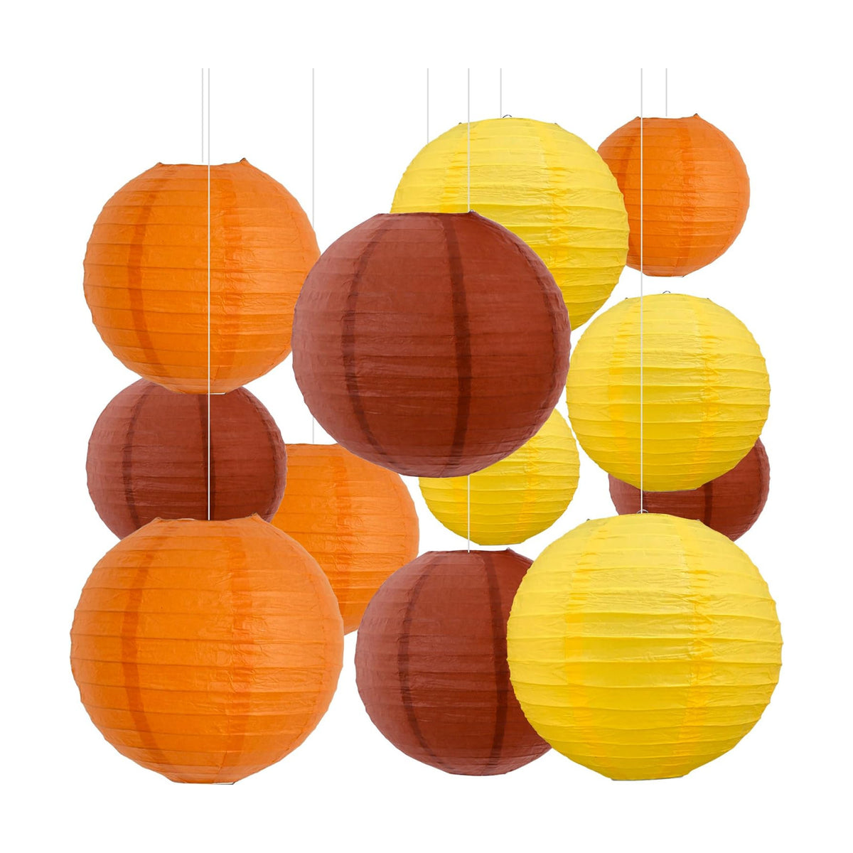 BEISHIDA Orange Paper Lanterns 12Pcs 6/8/10/12 Inch Round Chinese Lamp