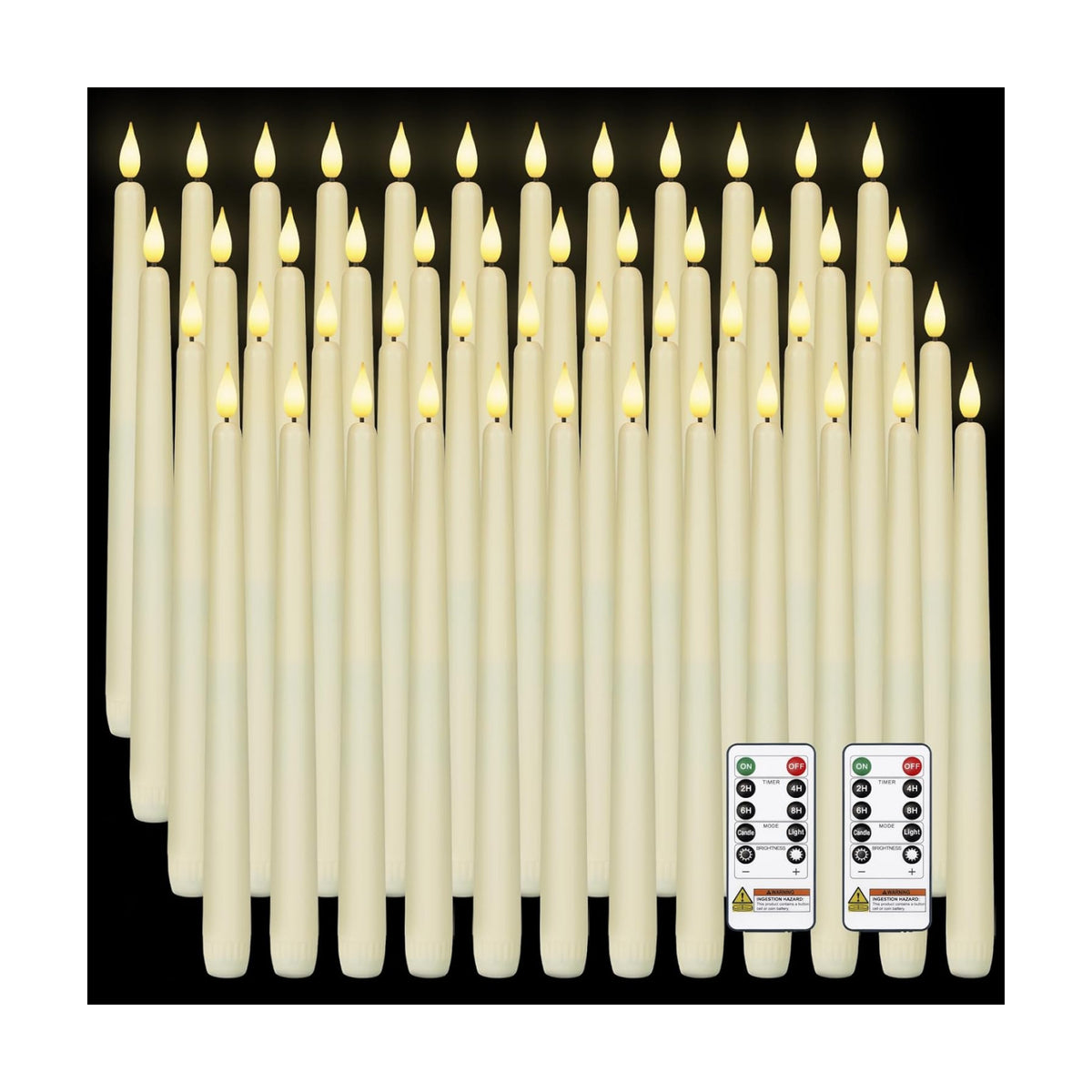 Homemory 48 Pcs Flameless Taper Candles with Remote Timer Dimmer, 11 inches Ivory Candlesticks Battery Operated