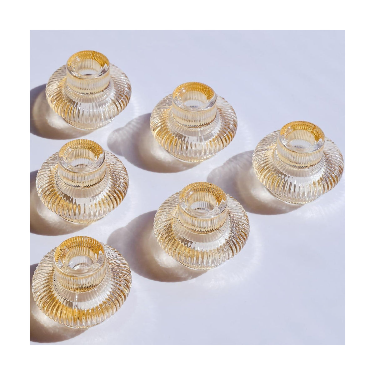 VOHO 12pcs Gold Candlestick Holders for Fall Thanksgiving Christmas Decor