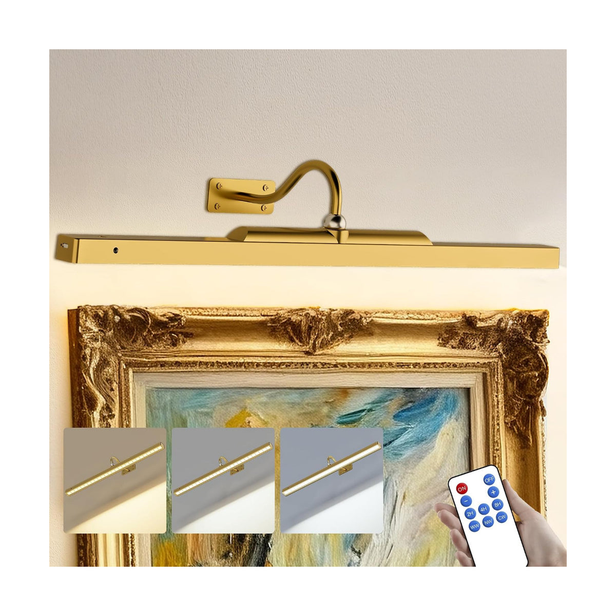 24 Inch Picture Light for Wall - Battery Operated Wireless Wall Sconce with Remote & Timer for Artwork, Portrait, Photo
