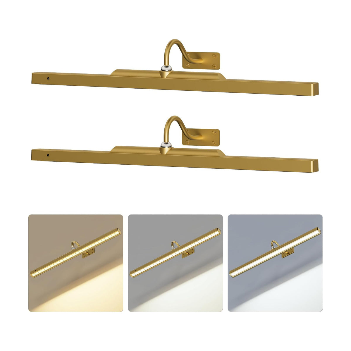 2 Pack 24 Inch Wall Lights for Pictures - Cordless Rechargeable Wall Sconces with Dimmable Remote for Above Mirror