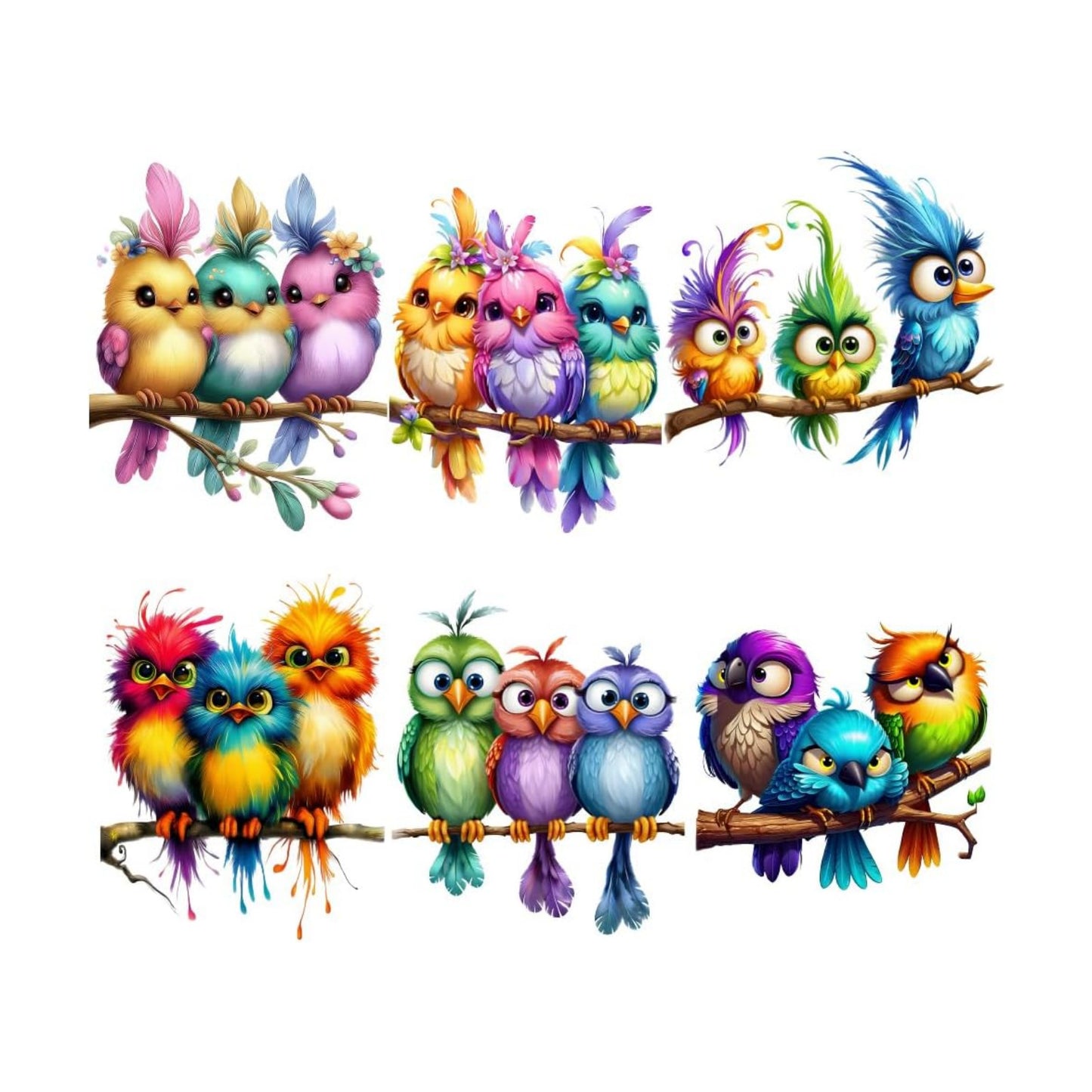 Wall Decals Sticker / Colorful Bird / 11.8 x 23.6 / Set of 2